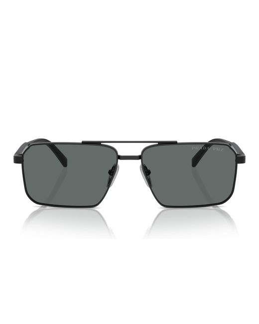 Prada Black Iconic Plaque Rectangle Sunglasses for men
