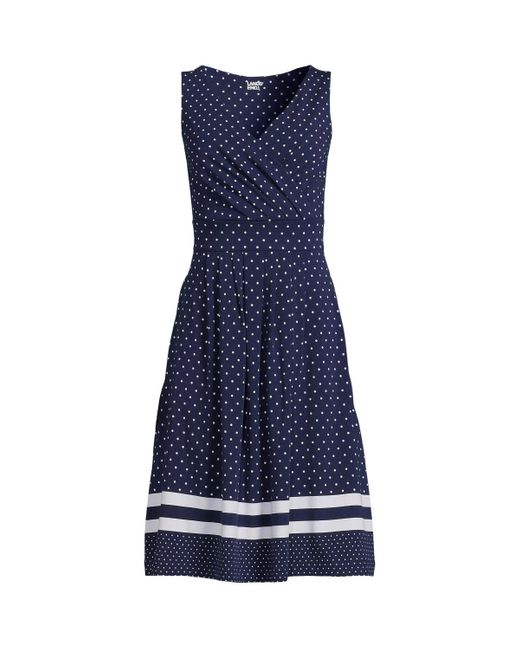 Lands' End Blue Petite Fit And Flare Dress