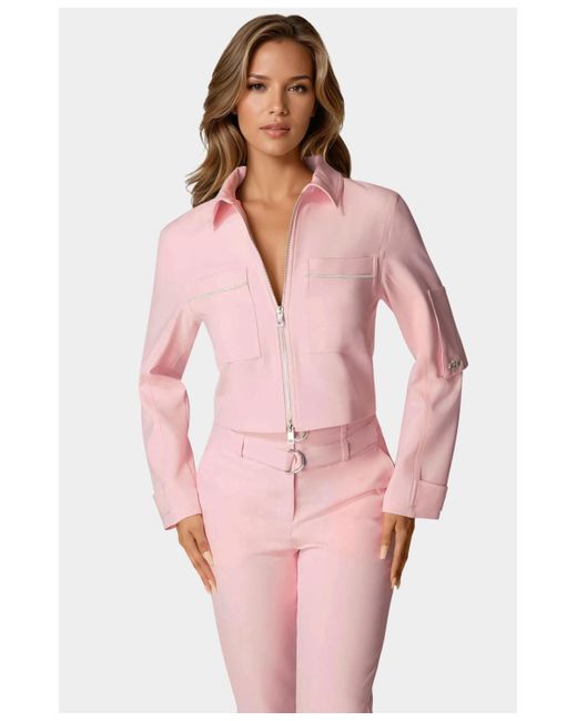 Bebe Pink Embellished Bomber Jacket