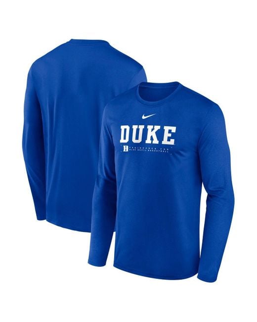 Nike Duke Blue Devils 2025 Courtside Basketball Shootaround Legend Dri-fit Long Sleeve T-shirt for men