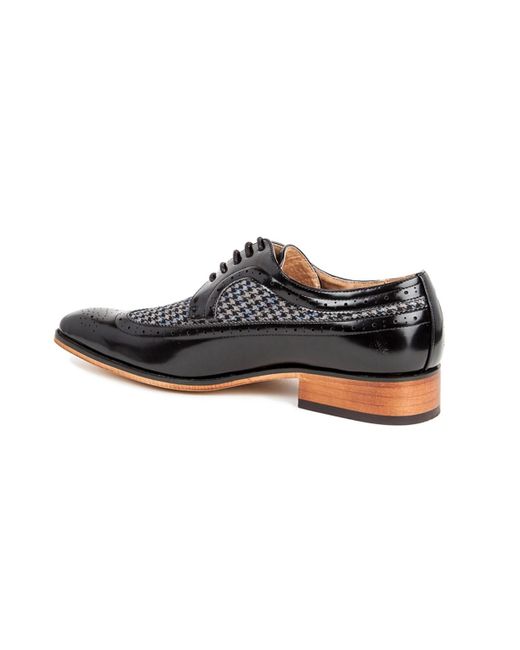 Gino Vitale Black Wing Tip Brogue Two Tone Shoes for men