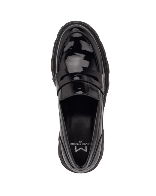 Marc Fisher Black Latika Lug Sole Block Heel Loafers