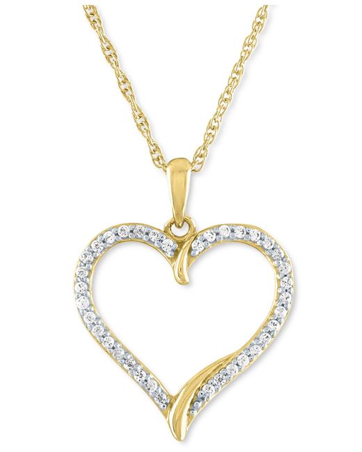 Macy's Metallic Diamond Heart 18" Pendant Necklace (1/8 Ct. T.w.