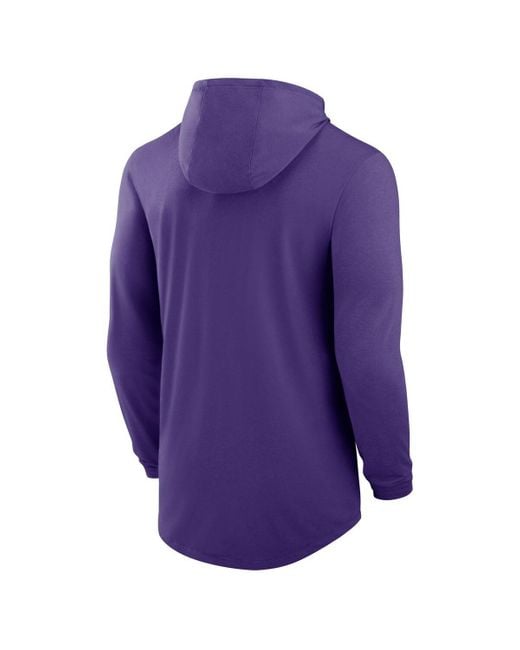 Nike Purple Lsu Tigers Legacy Tri-blend Dri-fit Long Sleeve Hoodie T-shirt for men