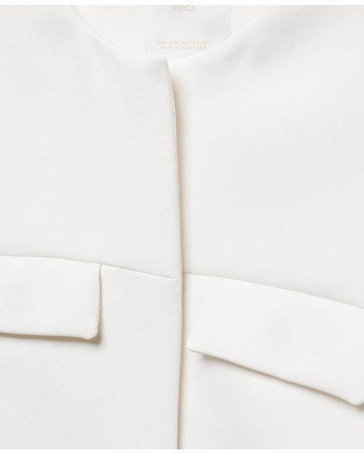 Mango White Lapel Detail Jacket