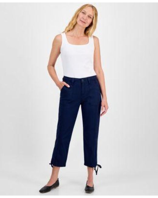 Style & Co. Blue Style Co Mid Rise Tie Hem Ankle Pants 2p 24w Exclusively At Macys