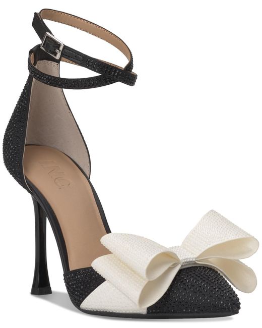 INC International Concepts Saori Bow Ankle-strap Pumps in Black | Lyst
