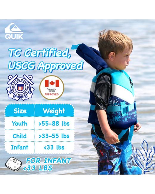 Quiksilver Blue Uscg Approved Life Jacket