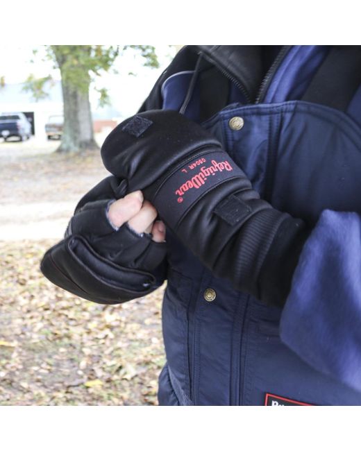 Refrigiwear Black Fleece Lined Fiberfill Insulated Softshell Convertible Mitten Gloves for men