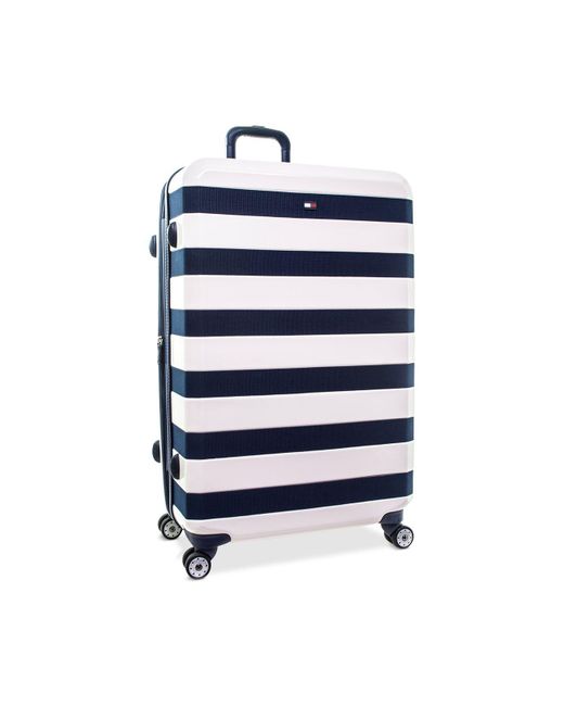 Tommy Hilfiger White Rugby Stripe 28" Expandable Hardside Spinner Suitcase