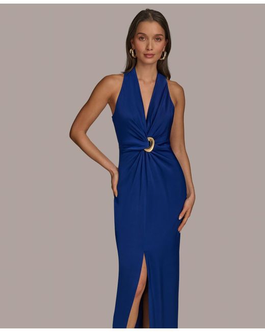 Donna Karan Blue Hardware-trim Gown