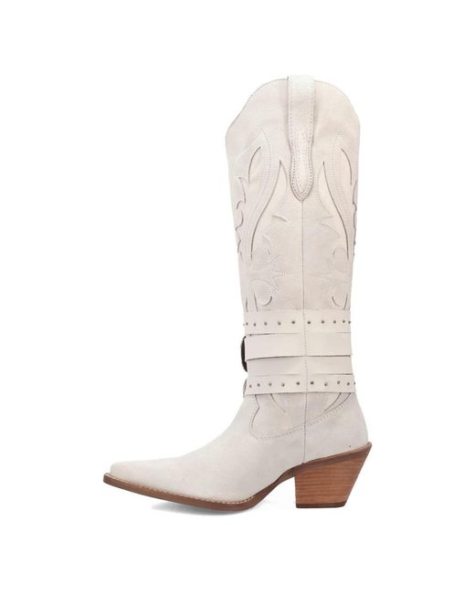 Dingo White Buck Wild Suede Leather Boot
