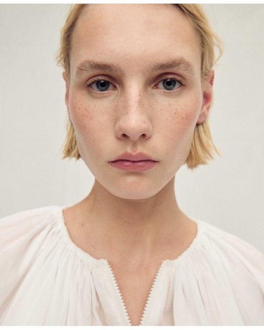 Mango Natural Gathered Semi-transparent Jacket