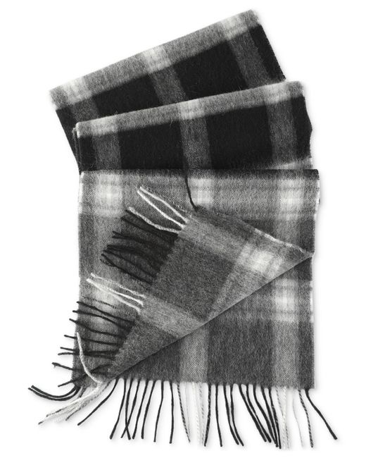 Club Room Black Maxwell Plaid Cashmere Scarf for men