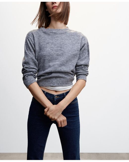 Mango Blue Crop Flared Jeans