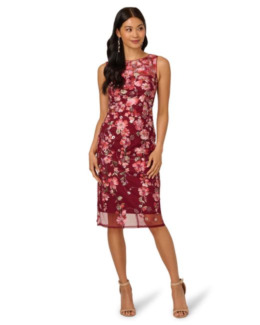 adrianna papell women's floral embroidered sheath dress Adrianna Papell AP1D104769 main image 1