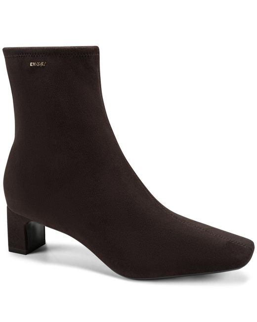 DKNY Brown May Square-toe Block-heel Zipper Booties