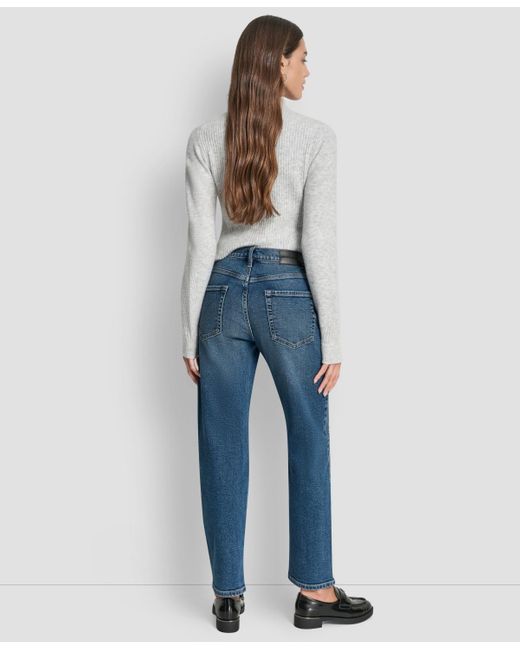 DKNY Women's Blue Mid-rise Classic Straight Jeans straight jeans