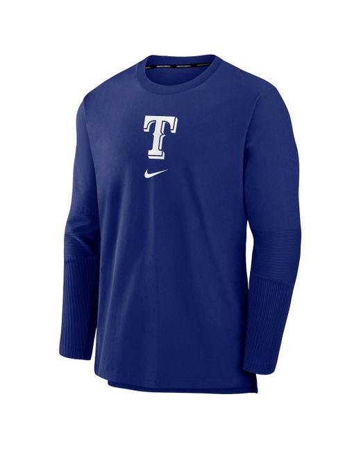 Nike Blue Royal Texas Rangers Authentic Collection Player Performance Pullover Sweatshirt for men