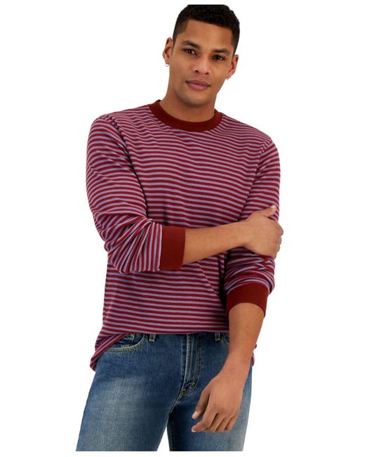 Levi's Waffle Knit Thermal Long Sleeve T-shirt in Red for Men | Lyst