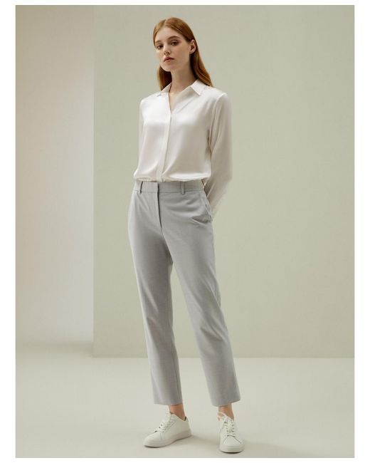 LILYSILK White Basic Concealed Placket Silk Shirt