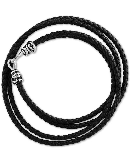 Effy Men's Braided Black Leather Wrap Bracelet In Sterling Silver Lyst