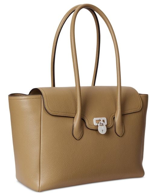 Ralph Lauren Brown Pebbled Leather Extra-large Tanner Satchel