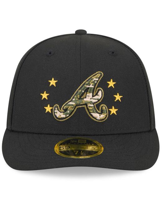 KTZ Black Atlanta Braves 2024 Armed Forces Day Low Profile 59fifty Fitted Hat for men