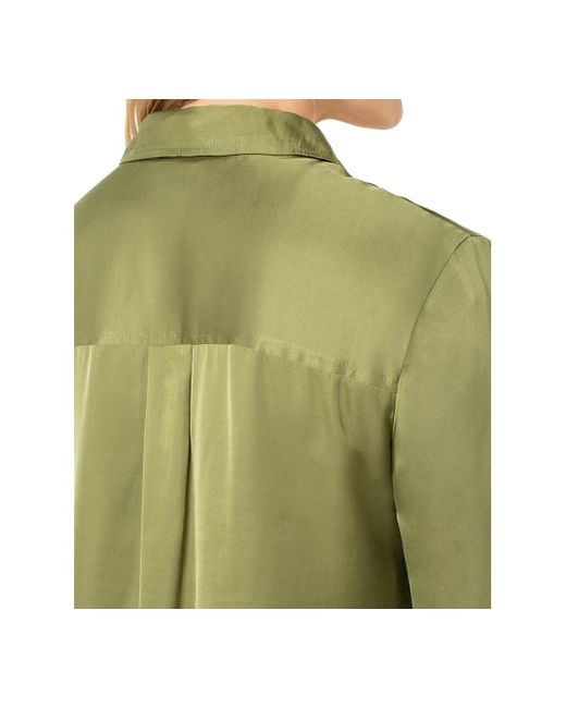 Liverpool Los Angeles Green Long-sleeve Button-front Satin Shirt
