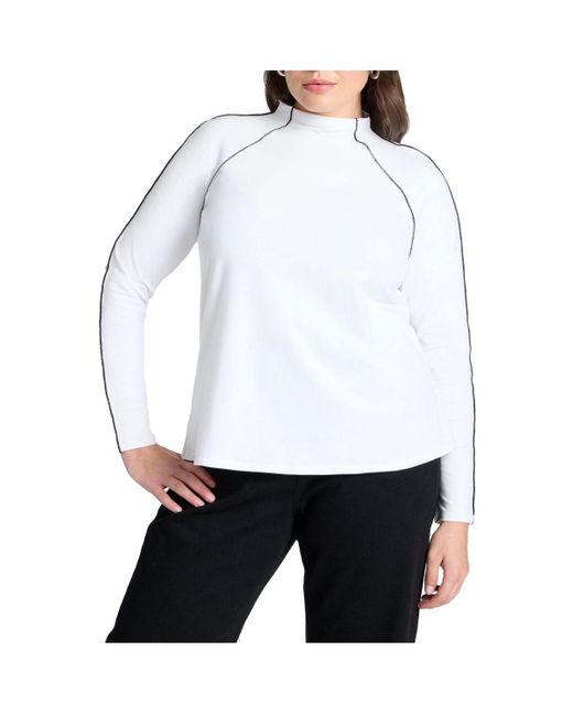 Eloquii White Plus Size Seam Detail Top