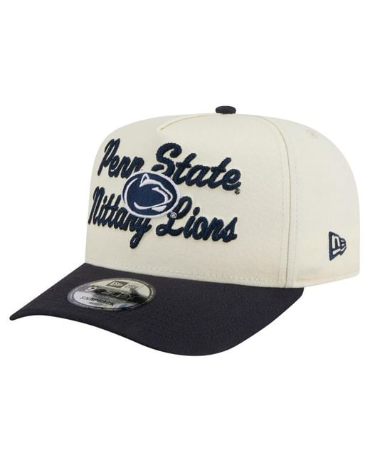 KTZ Gray Cream/navy Penn State Nittany Lions Vintage Chainstitch 9fifty A-frame Snapback Hat for men