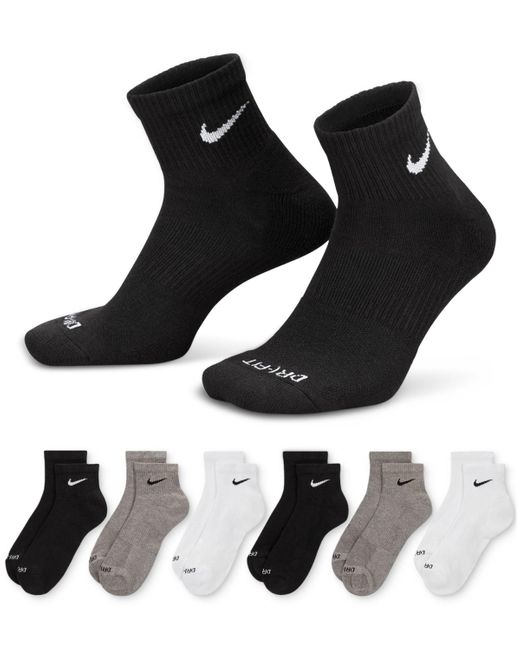 Nike Black 6-pk. Dri-fit Quarter Socks for men