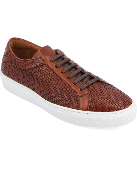 Taft Brown Woven Handcrafted Leather Low Top Lace-up Sneaker for men