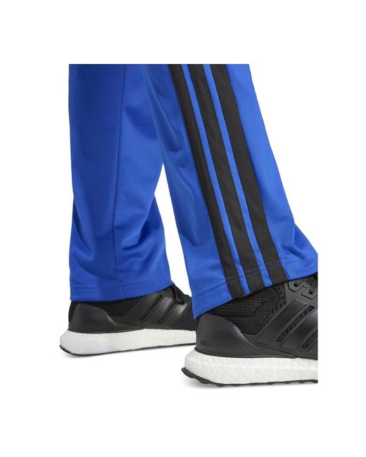 Adidas Blue 3-stripes Regular-fit Tricot Track Pants for men