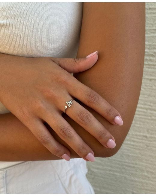 Adornia White Silver Adjustable Cz Initial Ring