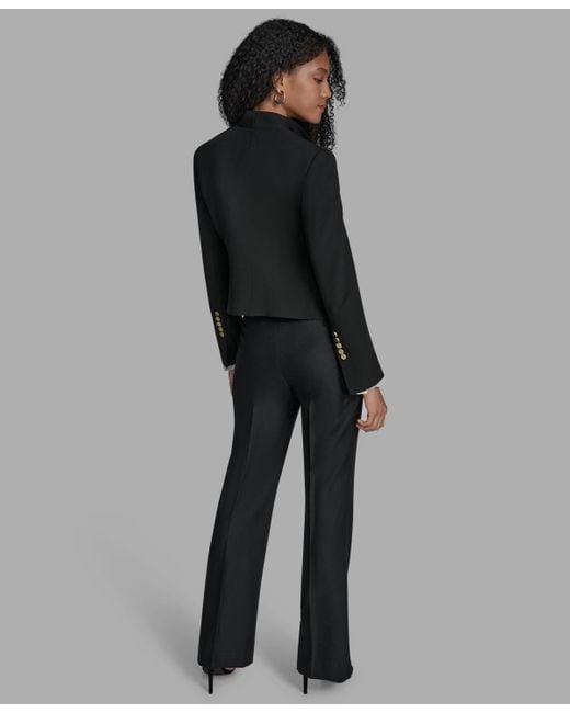 BCBGMAXAZRIA Black Padded Shoulder Open Front Jacket