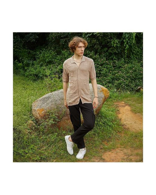 Campus Sutra Natural Patch-knit Shirt for men