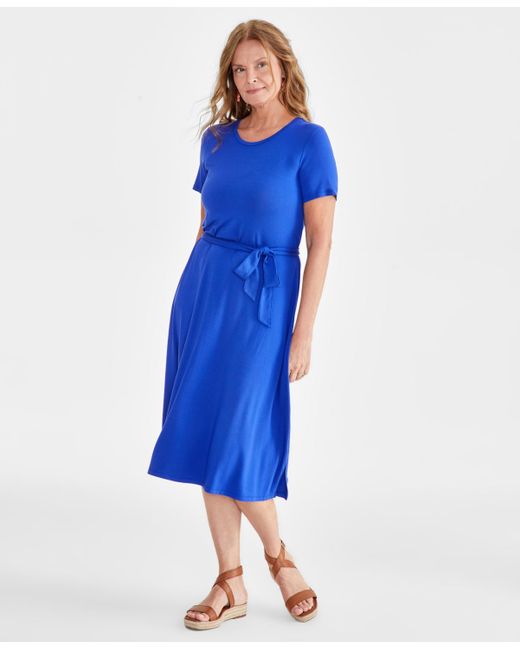 Style & Co. Blue Short-sleeve T-shirt Dress