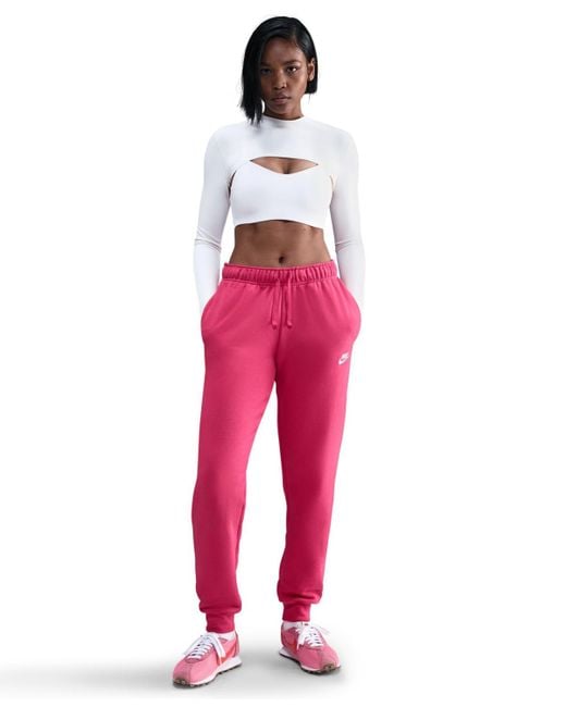 Nike Red Sportswear Club Fleece Mid-rise joggers