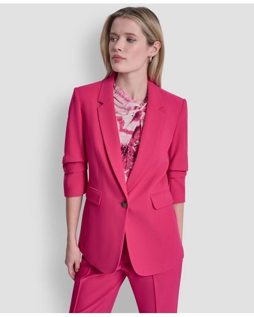 DKNY Pink Tech Tailoring 1-button Blazer