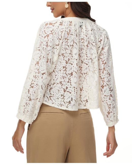 Frye Natural Cropped Lace Peasant Top