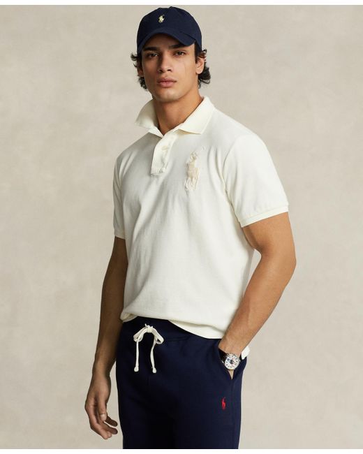 Polo Ralph Lauren Natural Custom Slim Fit Big Pony Mesh Polo Shirt for men