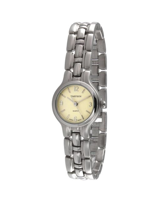 Timetech Timetech Plated Panther Link Bracelet Dress Watch in White | Lyst