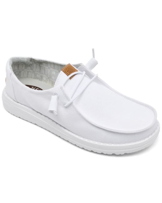 HeyDude White Wendy Stretch Canvas Casual Moccasin Sneakers From Finish Line