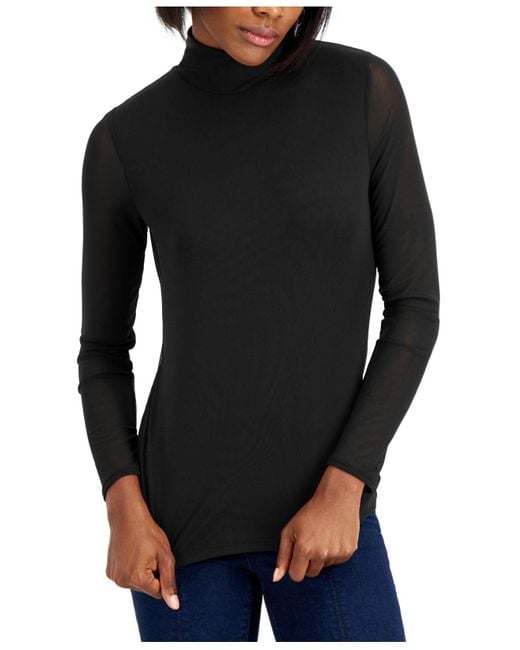 INC International Concepts Synthetic Plus Size Mesh Turtleneck Top