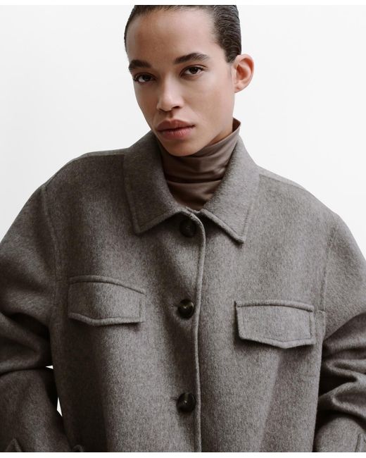 Mango Gray Pockets Wool Jacket