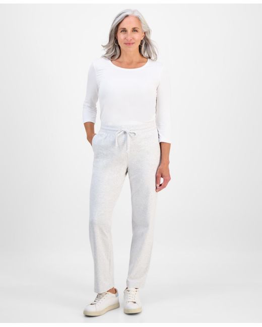 Style & Co. White Petite Mid-rise Drawstring Pants