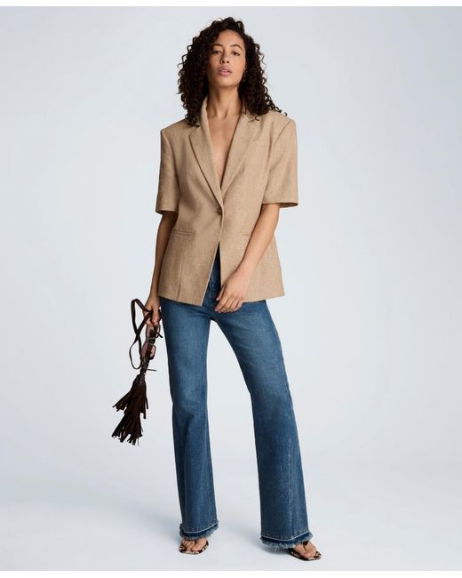 Kenneth Cole Natural Short-sleeve Button Front Jacket