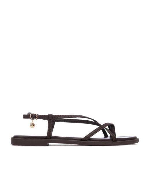 Xti Brown Flat Strappy Sandals