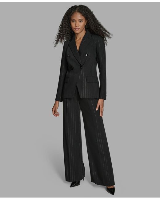 BCBGMAXAZRIA Black Pinstripe Double Breasted Jacket